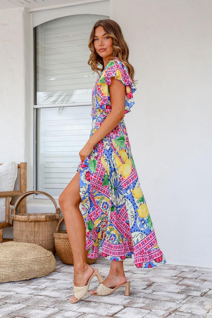 Lemon print hot sale maxi dress