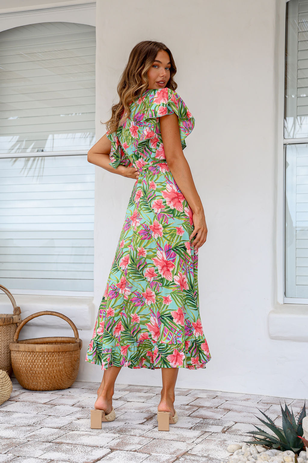 Ava Wrap Dress (Hibiscus Print)