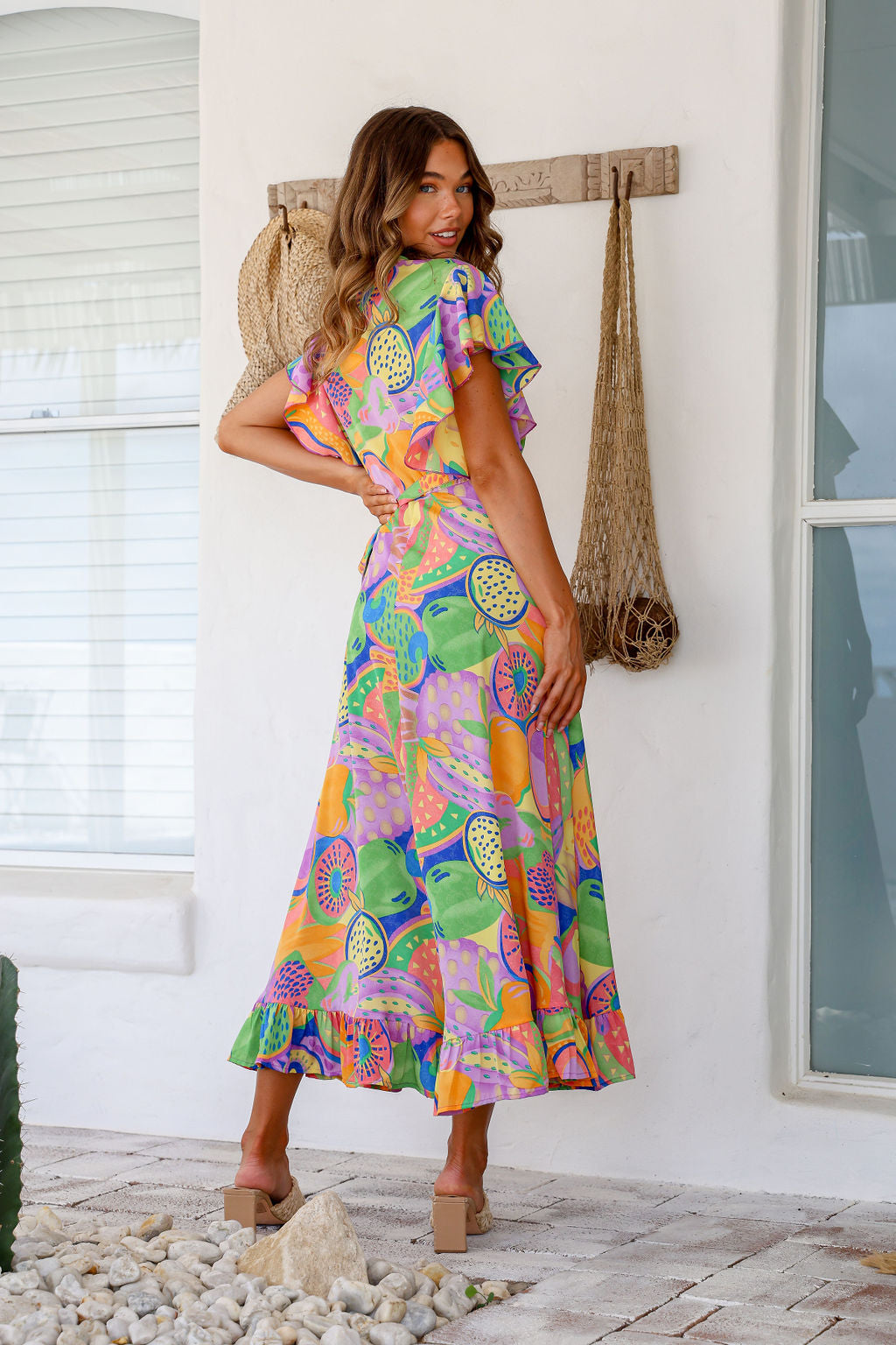 Ava Wrap Dress (Melon Print)